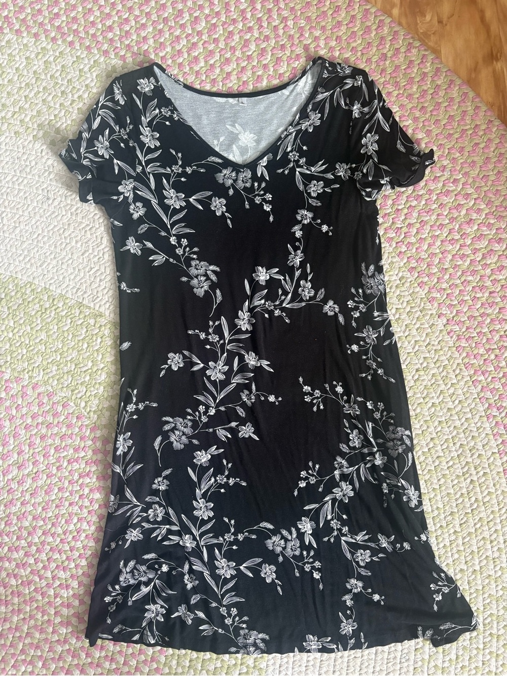 Black Floral V-Neck Women’s Top